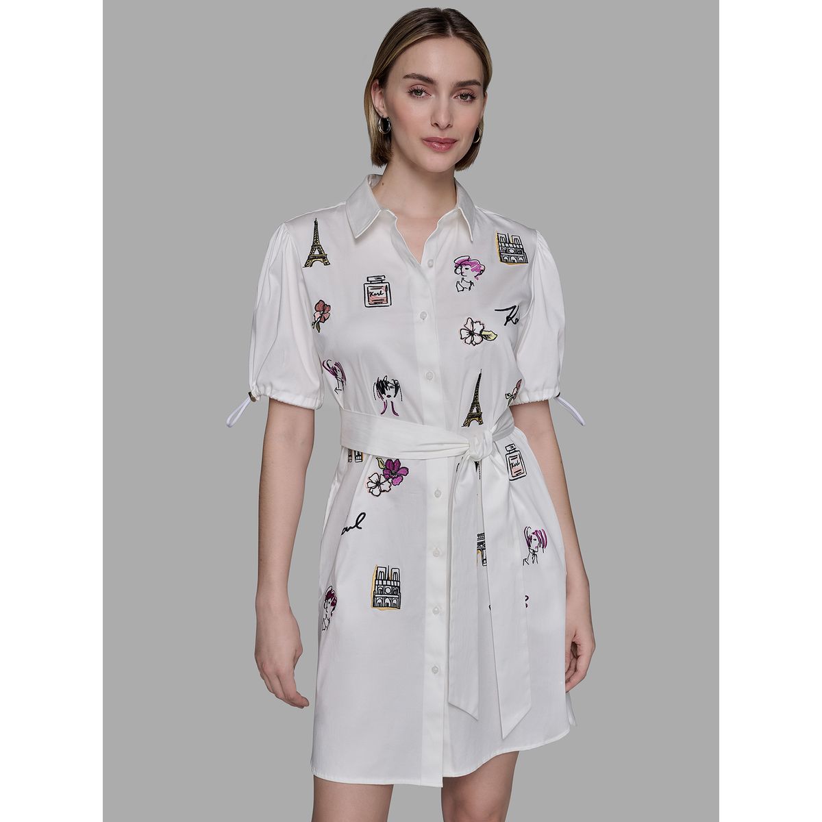 KARL LAGERFELD - Vestido con bordados distintivos de Karl