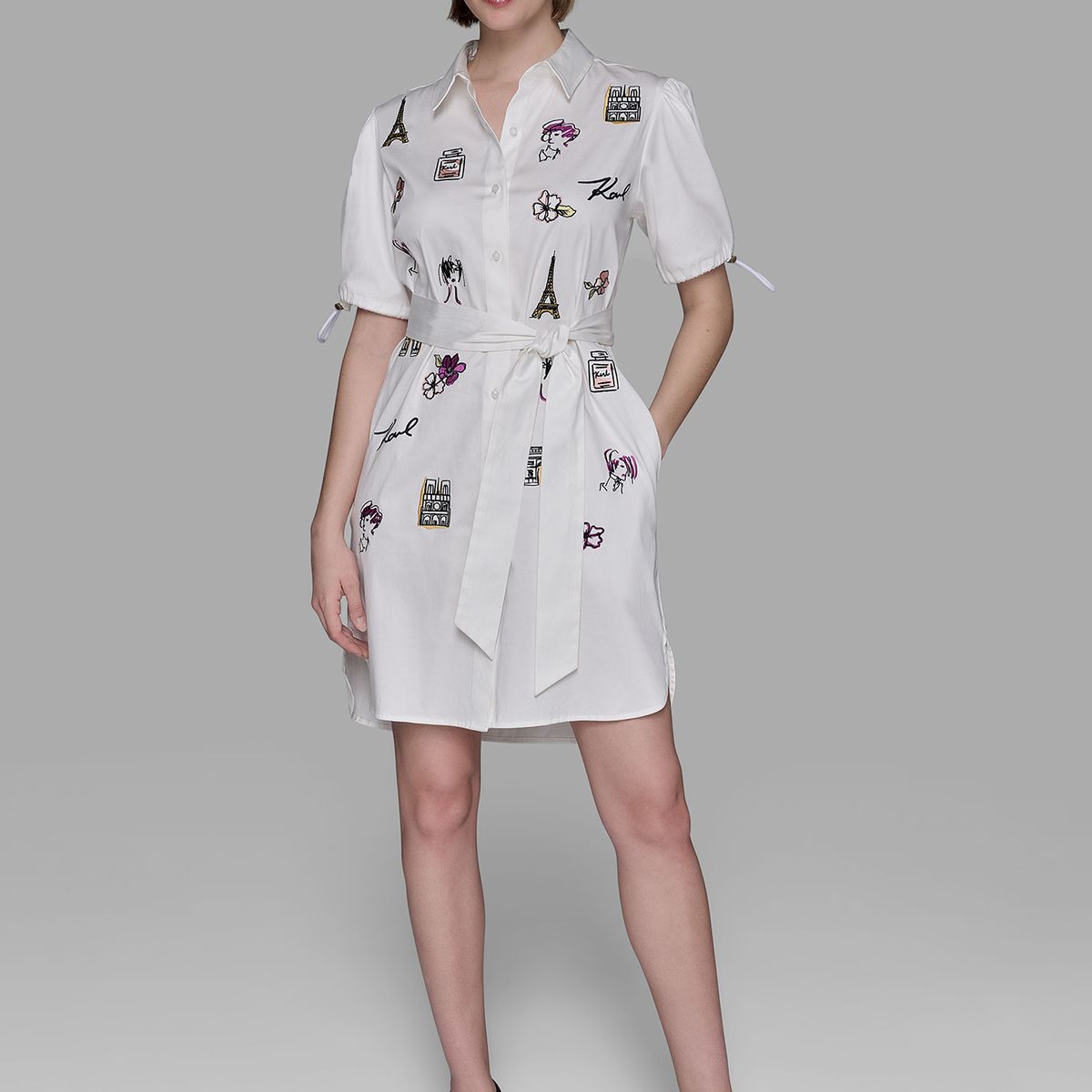 KARL LAGERFELD - Vestido con bordados distintivos de Karl