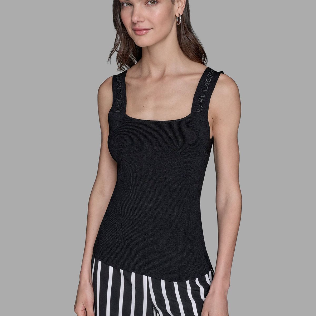 KARL LAGERFELD - Sweater top sin mangas de tejido de punto
