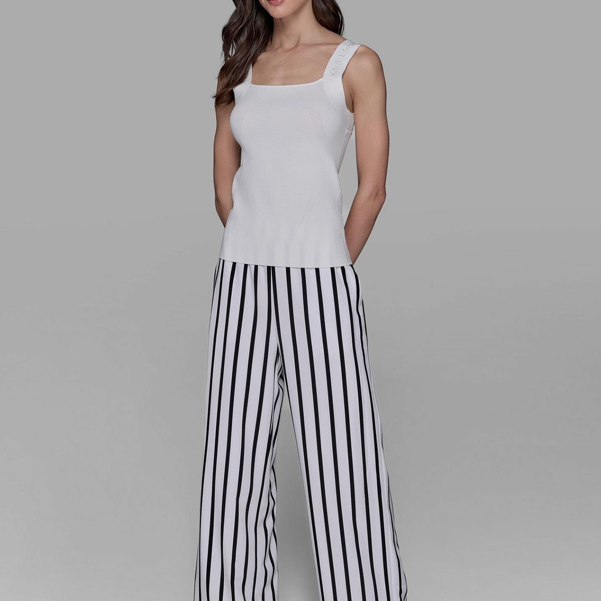 KARL LAGERFELD - Sweater top sin mangas de tejido de punto