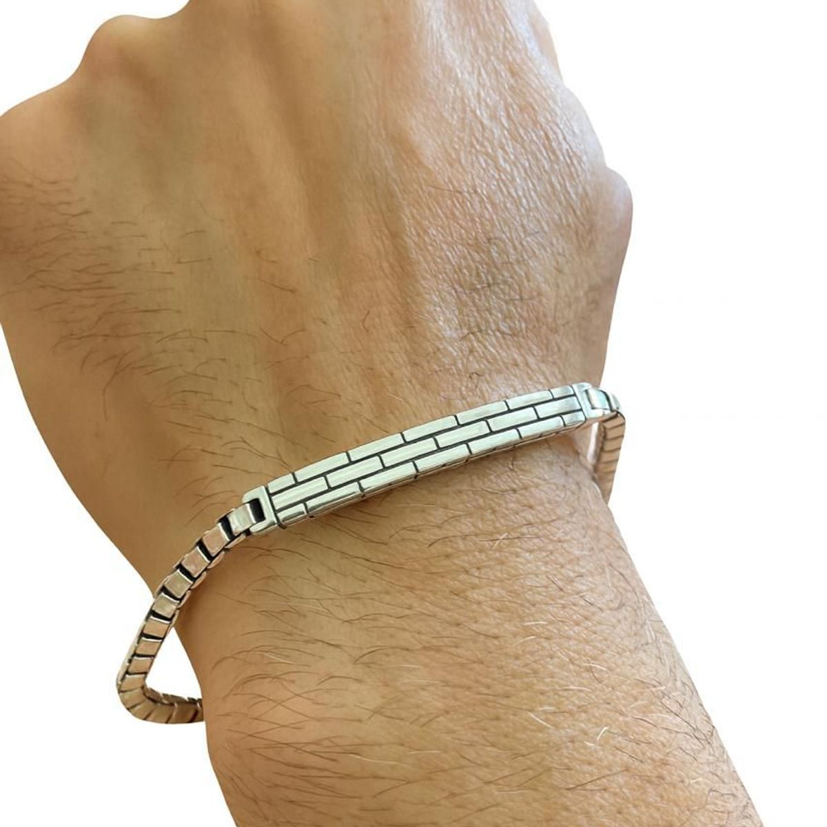 JOYAS LANDEROS - Pulsera para Hombre Formas Plata 925