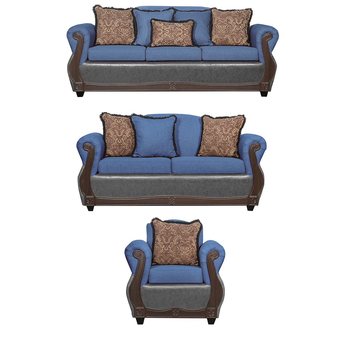 BLACK FACTORY - Juego de Living 3 2 1 Gran Columbia Azul Gris