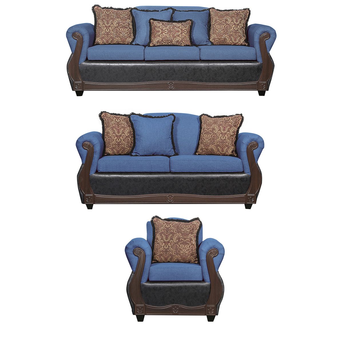 BLACK FACTORY - Juego de Living 3 2 1 Gran Columbia Azul Negro