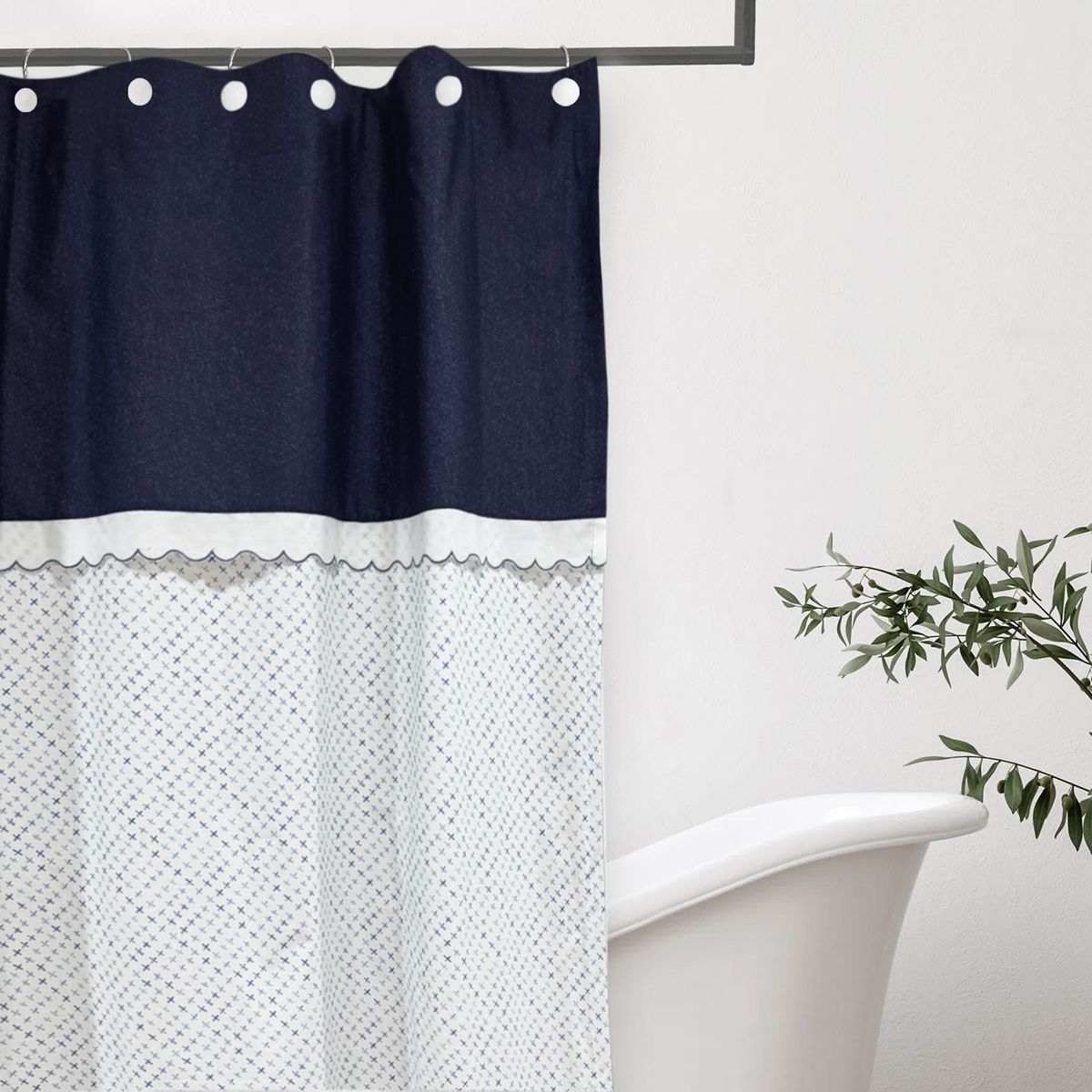 NINA HERRERA - Cortina de Baño Estampada Shibori Azul 190x190cm