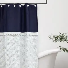 NINA HERRERA - Cortina de Baño Estampada Shibori Azul 190x190cm