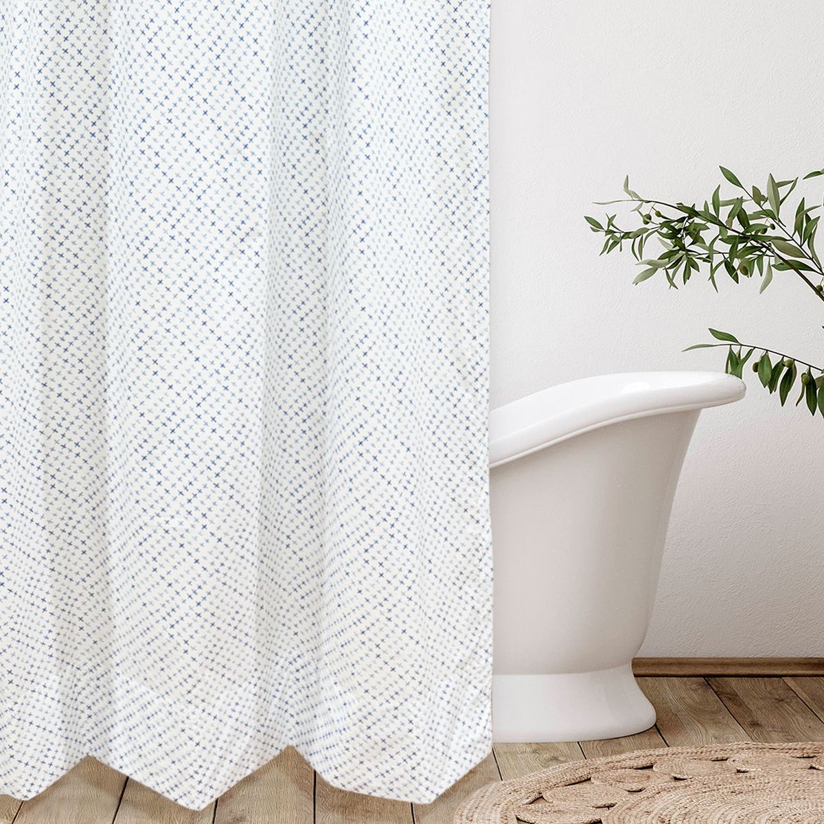 NINA HERRERA - Cortina de Baño Estampada Shibori Azul 190x190cm