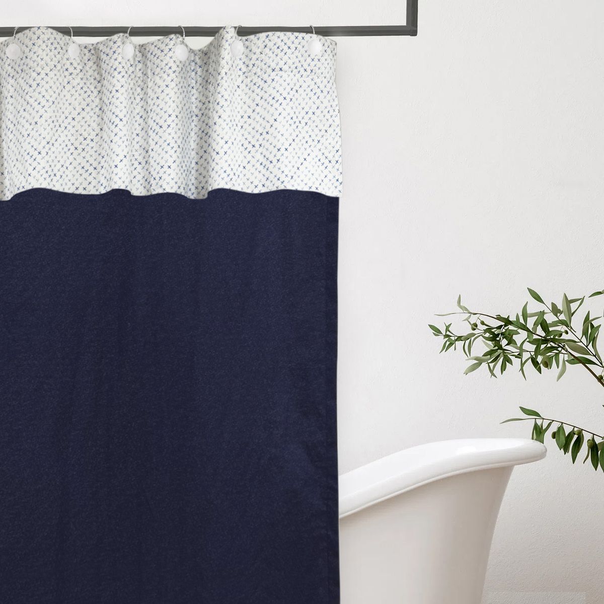 NINA HERRERA - Cortina de Baño Estampada Denim Azul 190x190cm