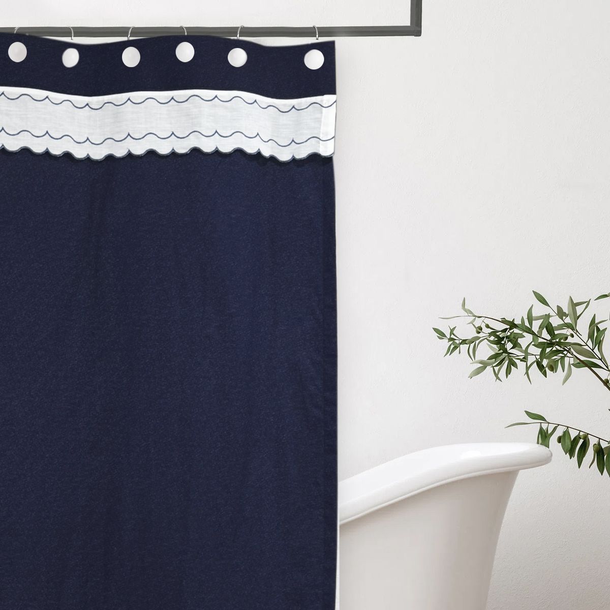 NINA HERRERA - Cortina de Baño Estampada Onda Azul 190x190cm