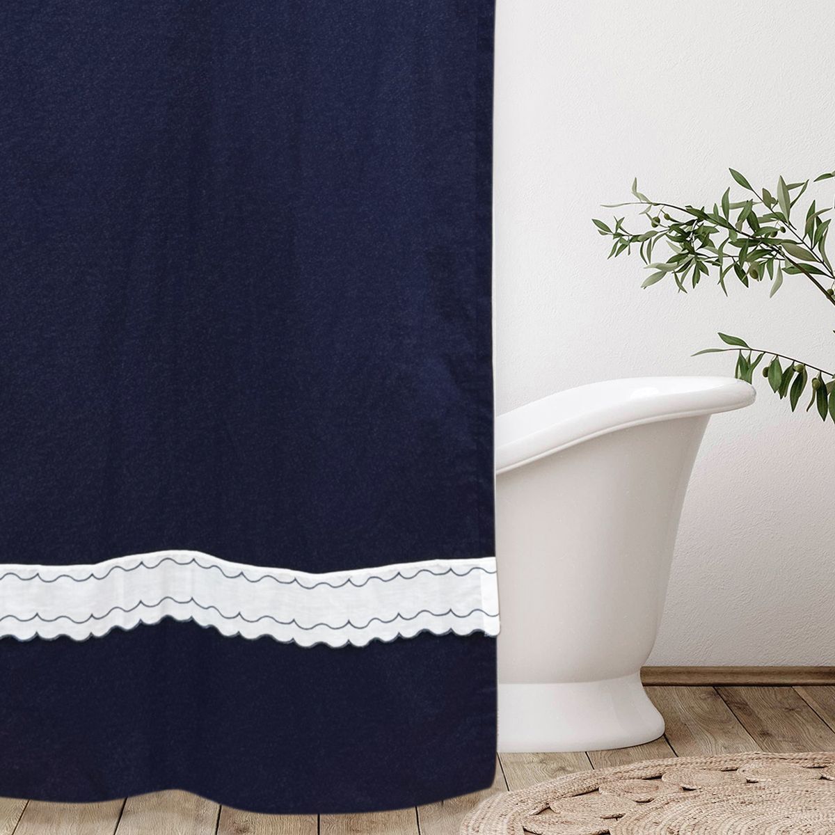 NINA HERRERA - Cortina de Baño Estampada Onda Azul 190x190cm