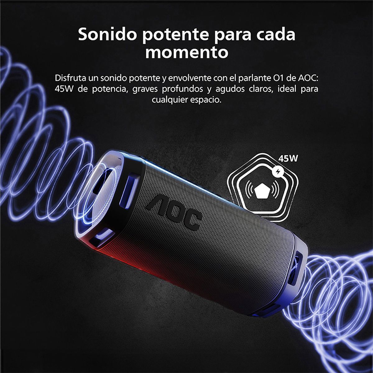 AOC - Parlante Bluetooth Portátil AOC O1 Centenario Colo-Colo Negro