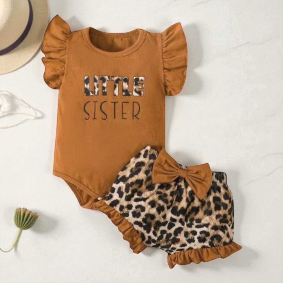 CHINA - Conjunto Para Niña De 2 Prendas Body Ocre Estampado + Short Animal Print CJ064