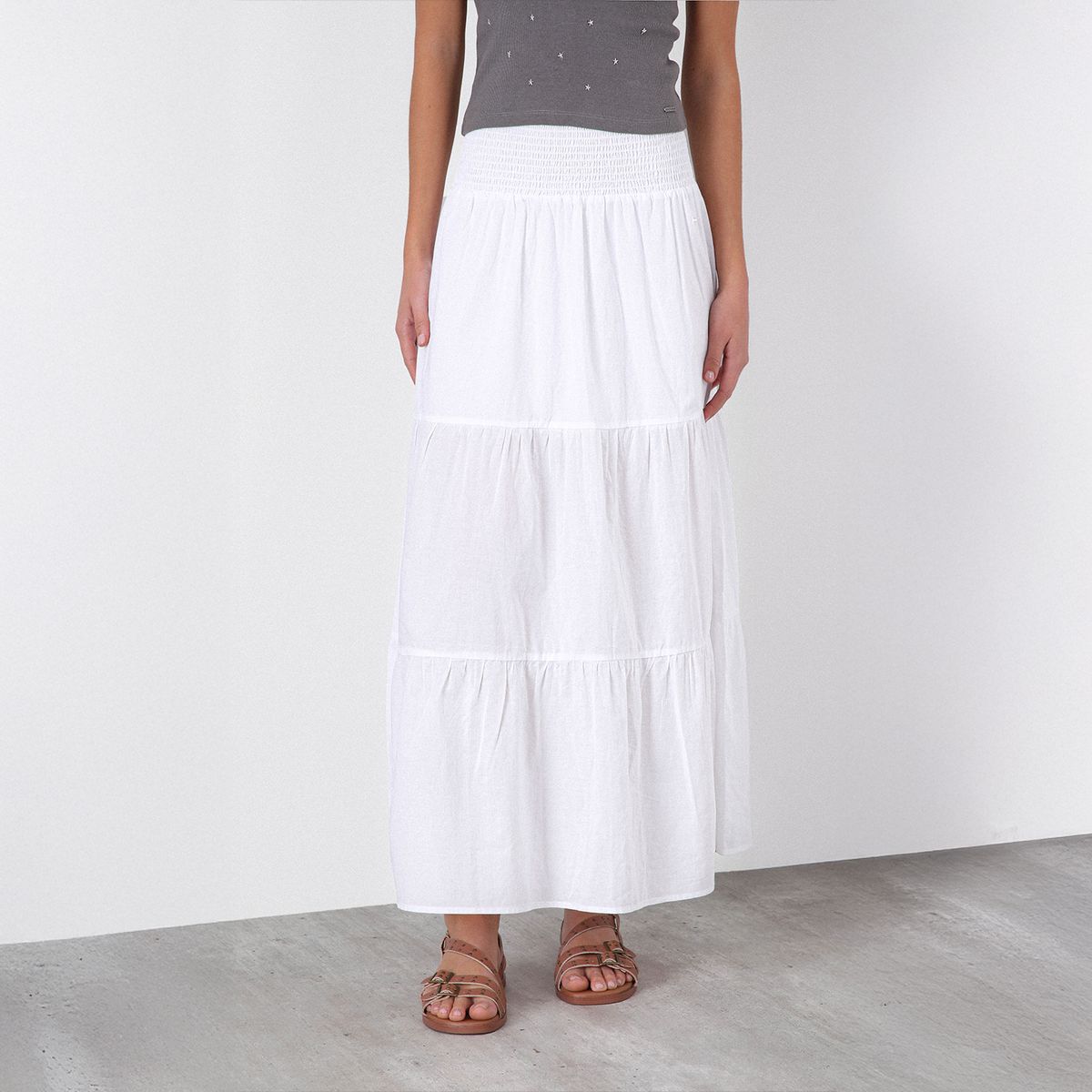 RAINDOOR - Falda Larga Panal White