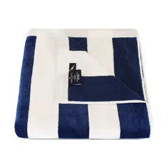 NAUTICA - Toalla de playa 100% Algodón 163x81 diseño rayas azul marino