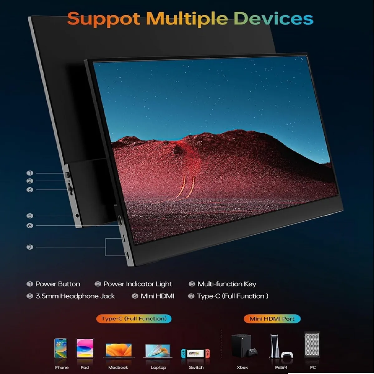 GENERICO - Monitor Portátil Vilva 15,6'' Full HD 1080p USB-C HDMI