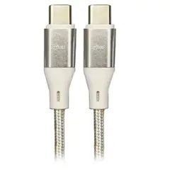MLAB - Cable Resistente Mallado Certificado USB C a USB C Silver Cable Con Protección 60W 20V 2A 1 Mts