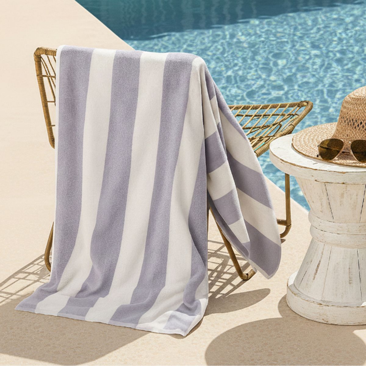 NAUTICA - Toalla de playa Nautica Home 100% Algodón 163x81 CABANA diseño rayas gris