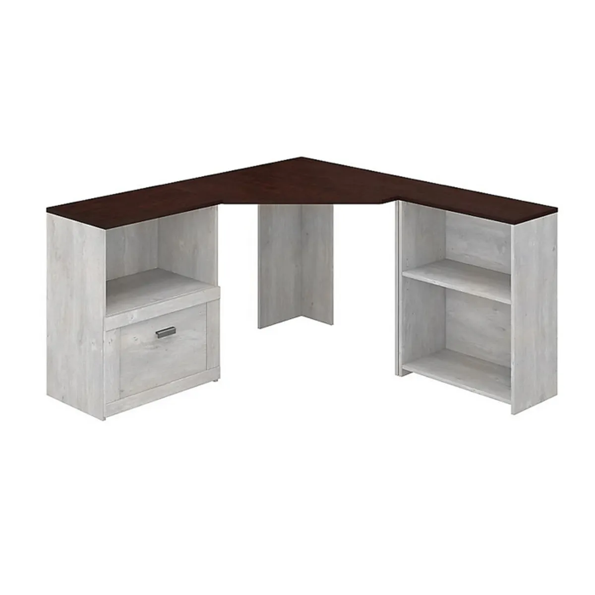 MSA MUEBLES SANTA ANA - Escritorio Esquinero con Repisa Roble Blanco