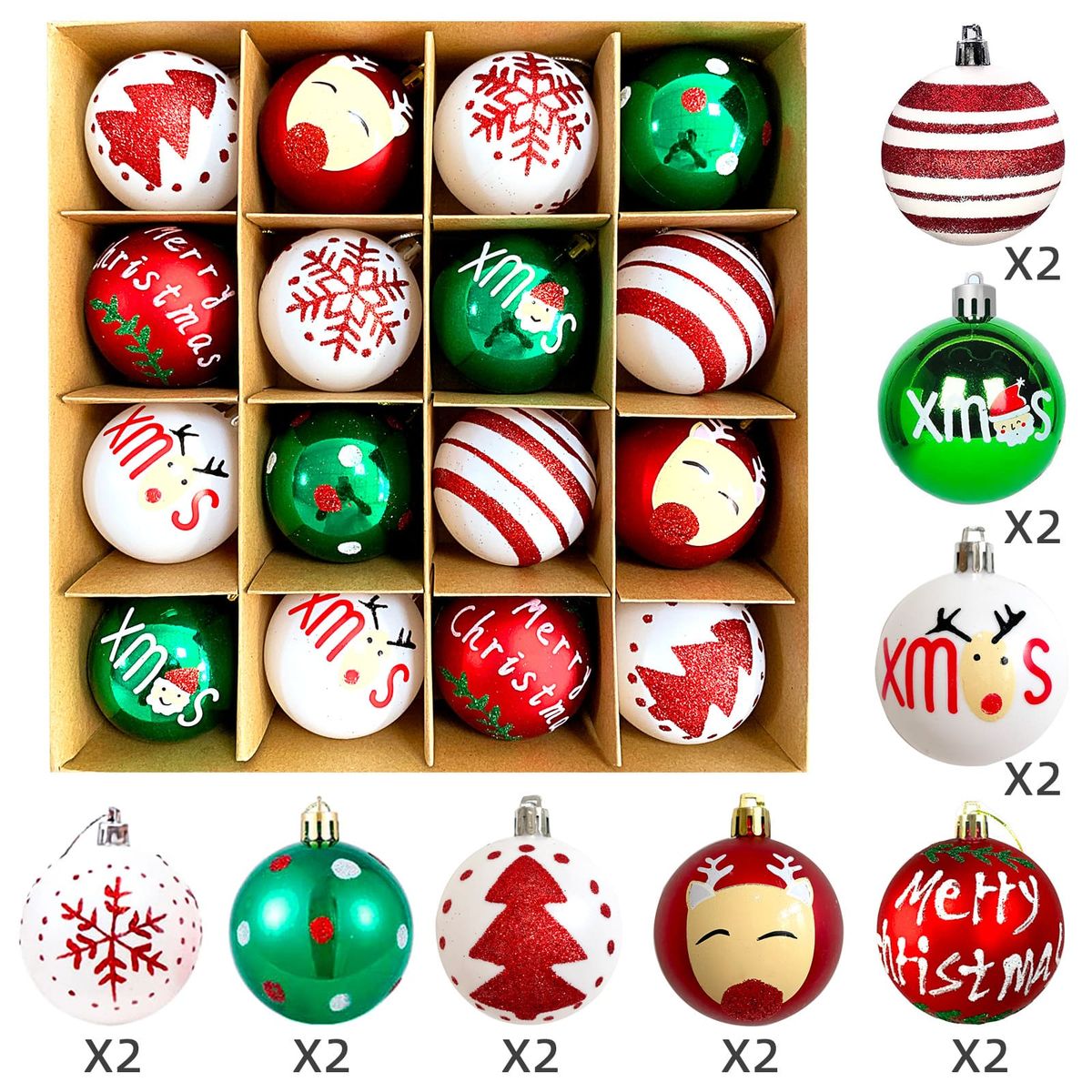 GENERICO - Set de Adornos Navideños de 16 Piezas