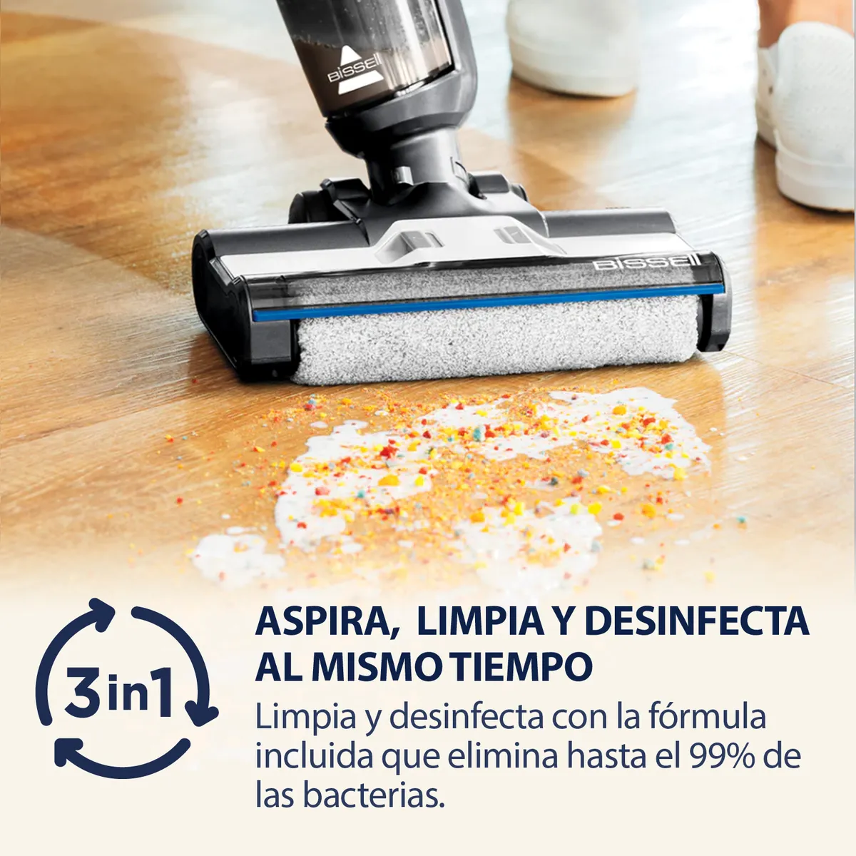 BISSELL - Aspiradora y Trapeadora Crosswave Inalámbrica HF3 + 1 Rodillo + 1 Detergente