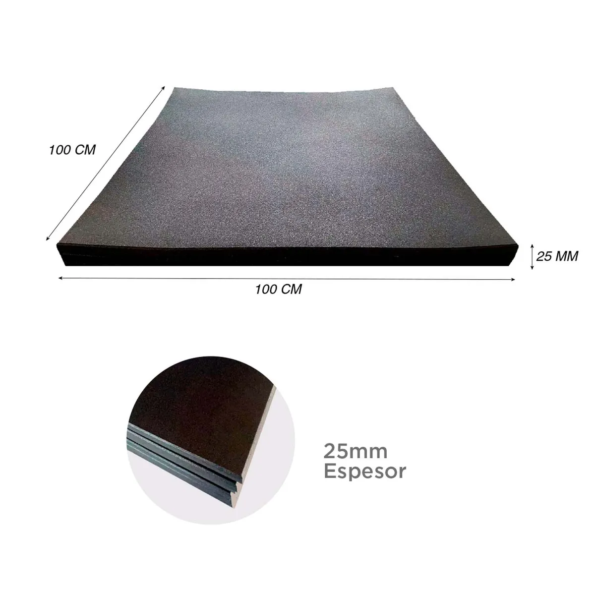 ATLETIS - Piso de Goma 100x100 cm 25 mm