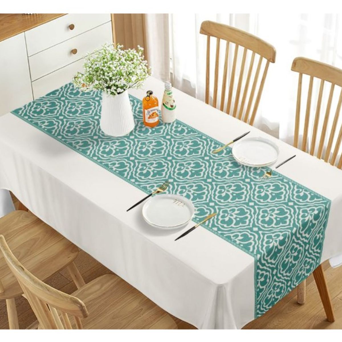 COMPRAPO - Mantel Antimanchas Mod. Marraketch Aqua 140 X 220 Cm Rectangular