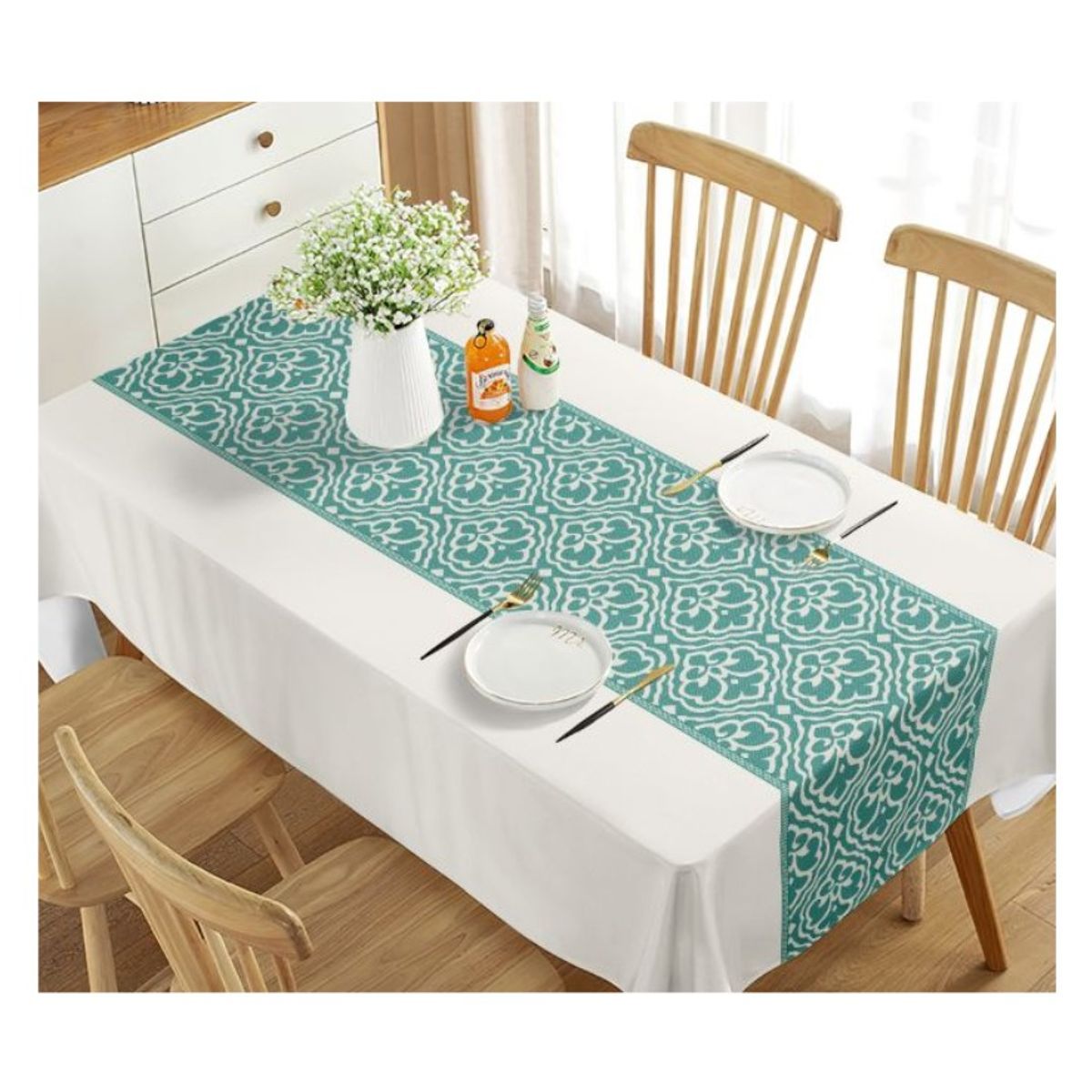 COMPRAPO - Mantel Antimanchas Mod. Marraketch Aqua 140 X 220 Cm Rectangular
