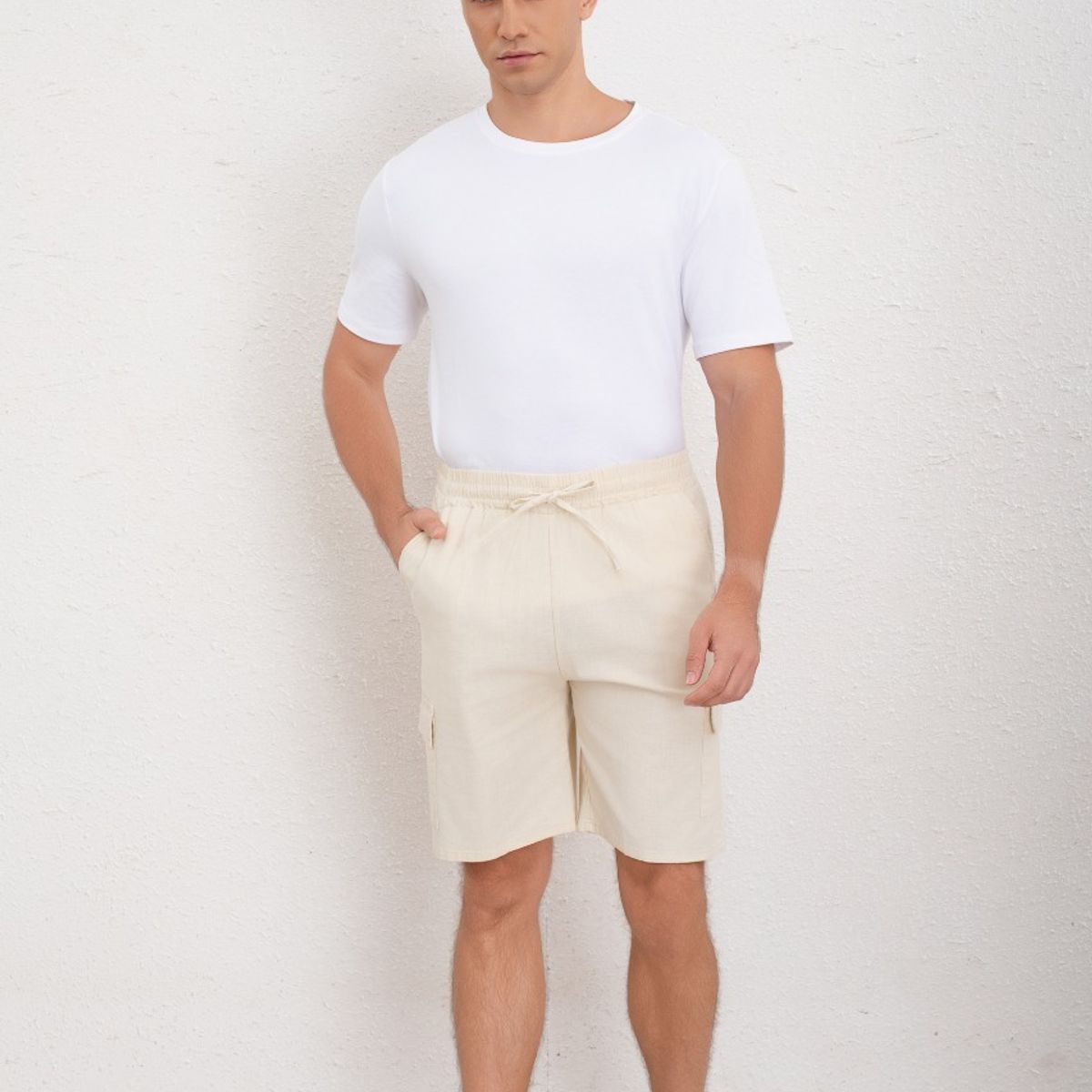 LIKE SHOP - Short Cargo Bermuda Hombre Tipo Lino Temporada Primavera Verano 7145