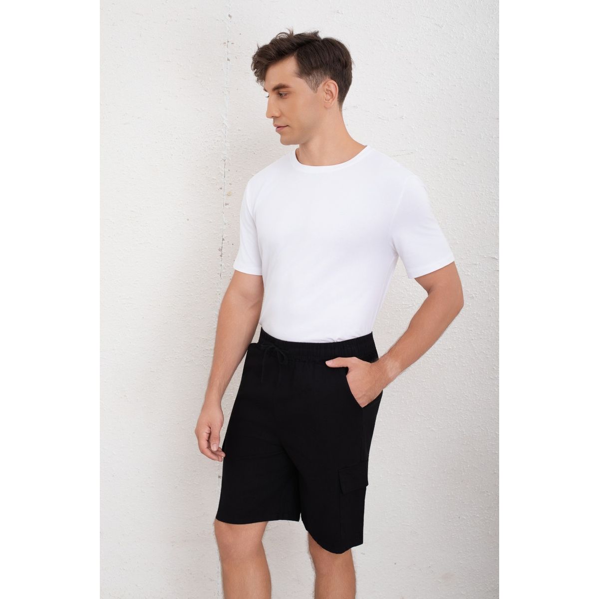 LIKE SHOP - Short Cargo Bermuda Hombre Tipo Lino Temporada Primavera Verano 7145