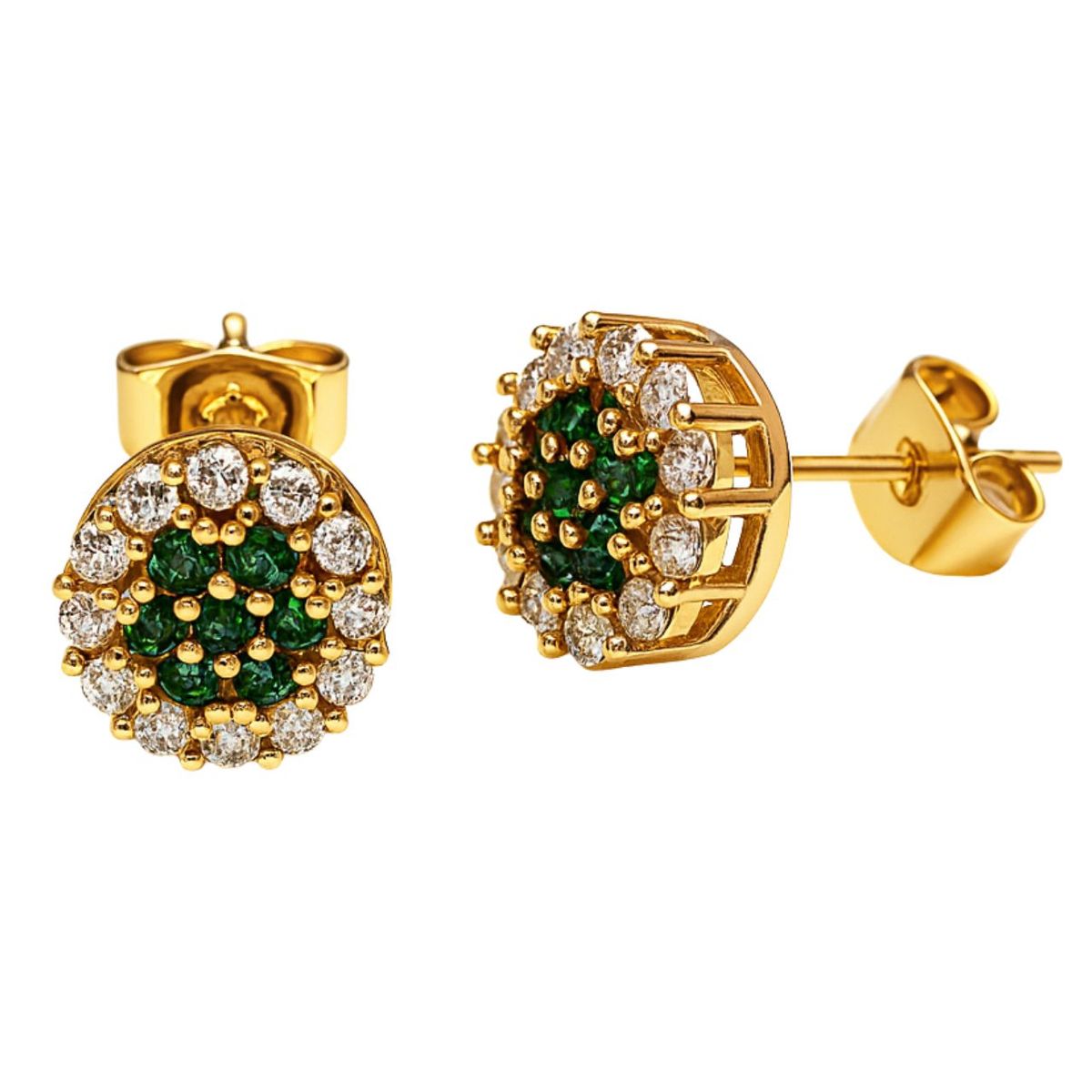 JOYAS LANDEROS - Aros Roseta Cristal Verde 9mm Encahapado en oro de 18k