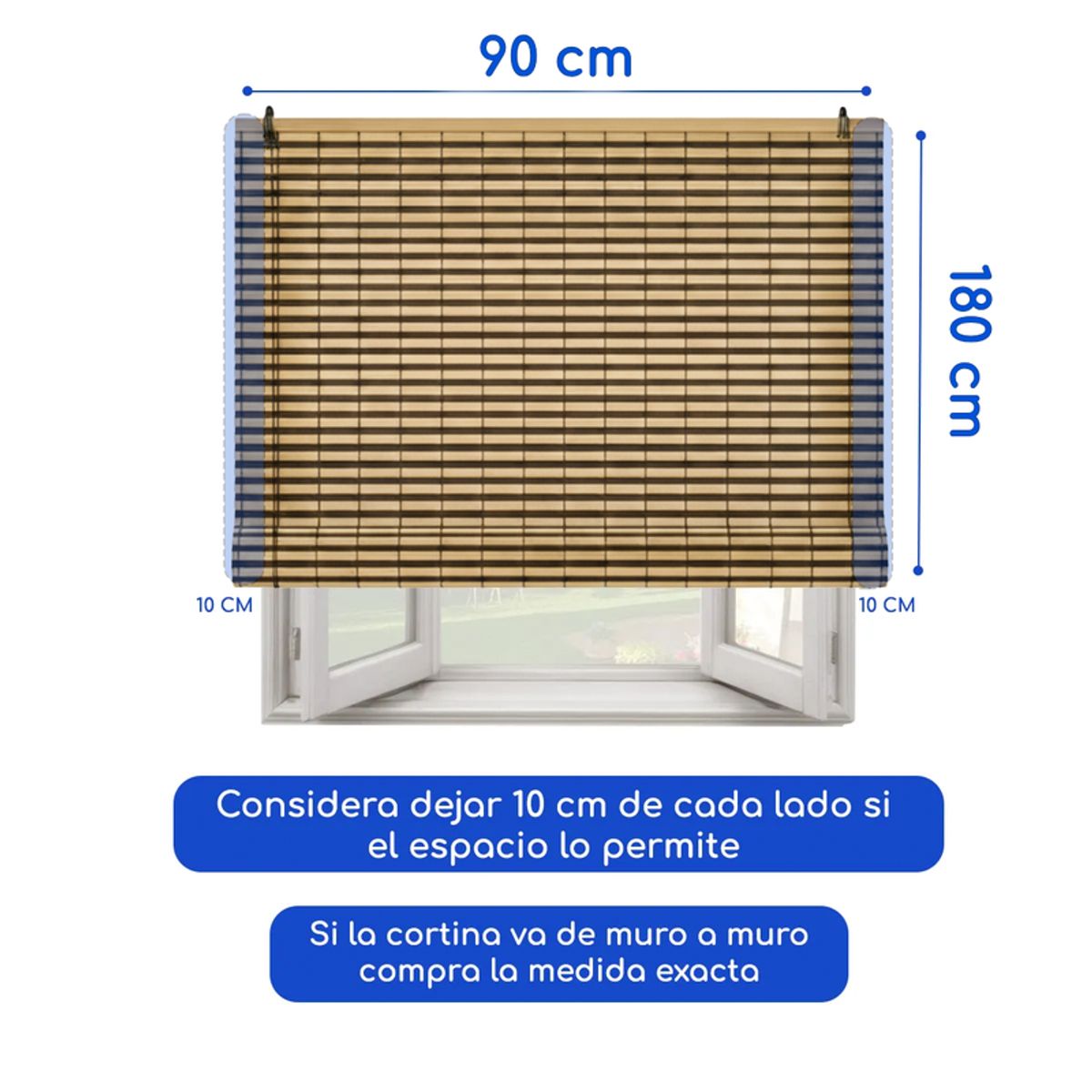 GUIZA - Cortina Roller Bambu Persiana Enrollable 90 X 180 Cafe Rayas Guiza
