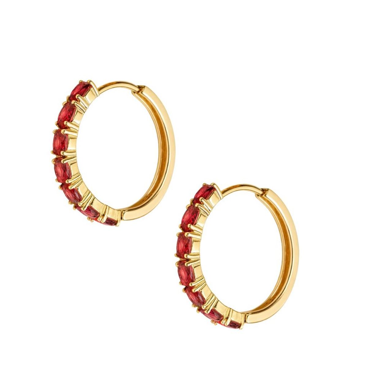 JOYAS LANDEROS - Aros Argolla 26mm Rojo Enchapado en oro de 18k