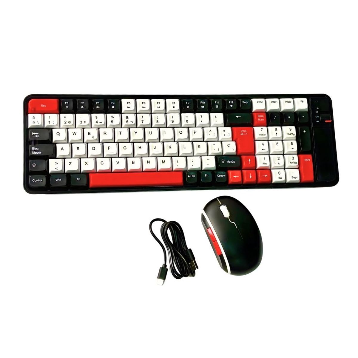 NOVYSTOR - Kit Teclado y Mouse Inalámbrico Bluetooth Recargable Rojo