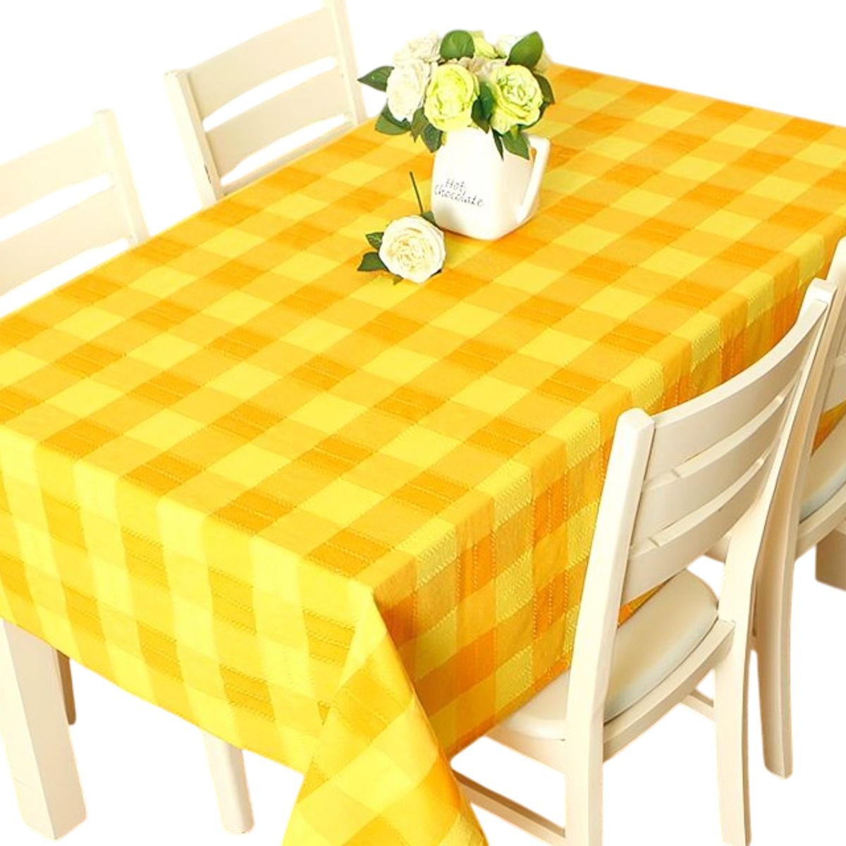 DORAL - Mantel Polycotton Rectangular  Cuadrillé Amarillo  Doral