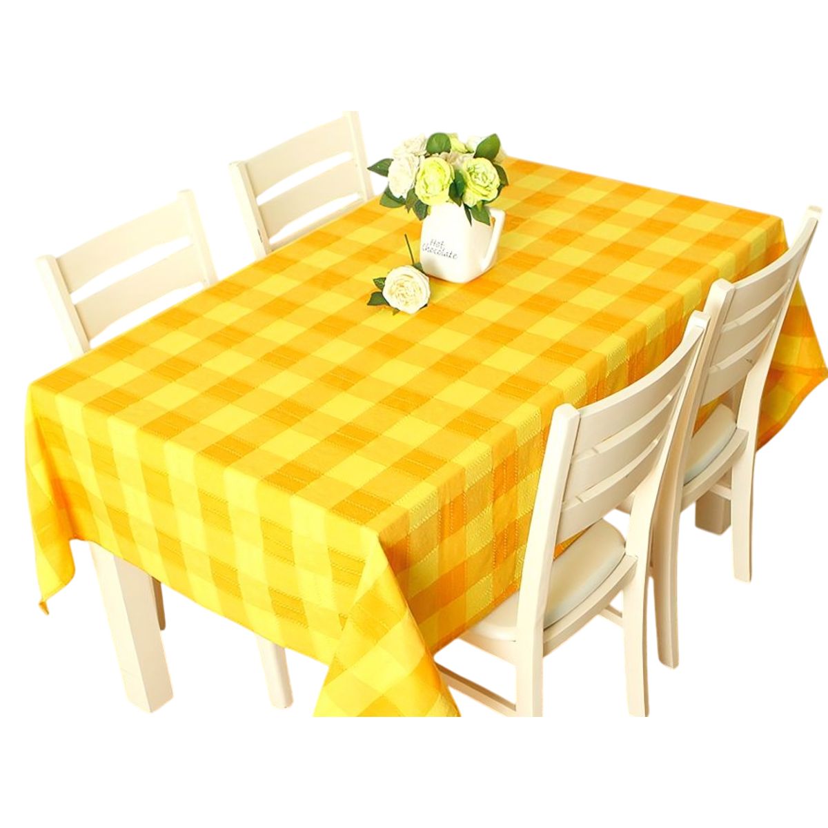 DORAL - Mantel Polycotton Rectangular  Cuadrillé Amarillo  Doral