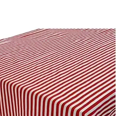 DORAL - Mantel Rectangular Amelie Estampado Líneas Rojo Blanco