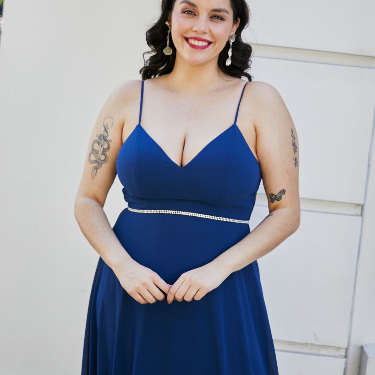 MI PLACARD - Vestido Largo de Fiesta Aria Azul Oscuro