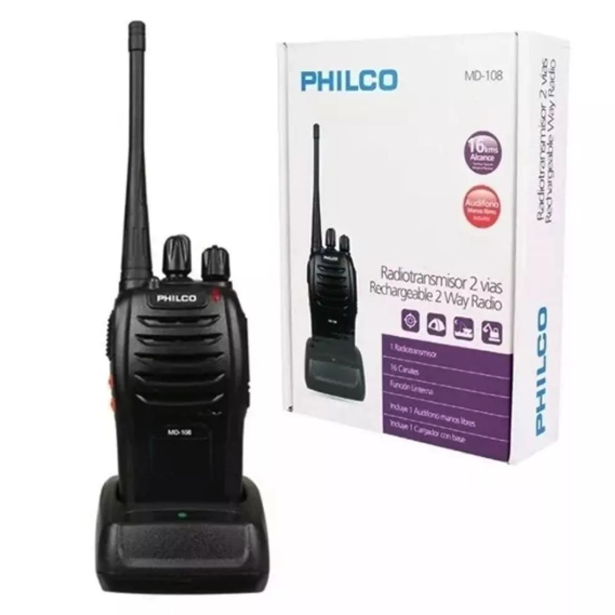 PHILCO - Radiotransmisor 2 Vías Recargable MD-108 Philco