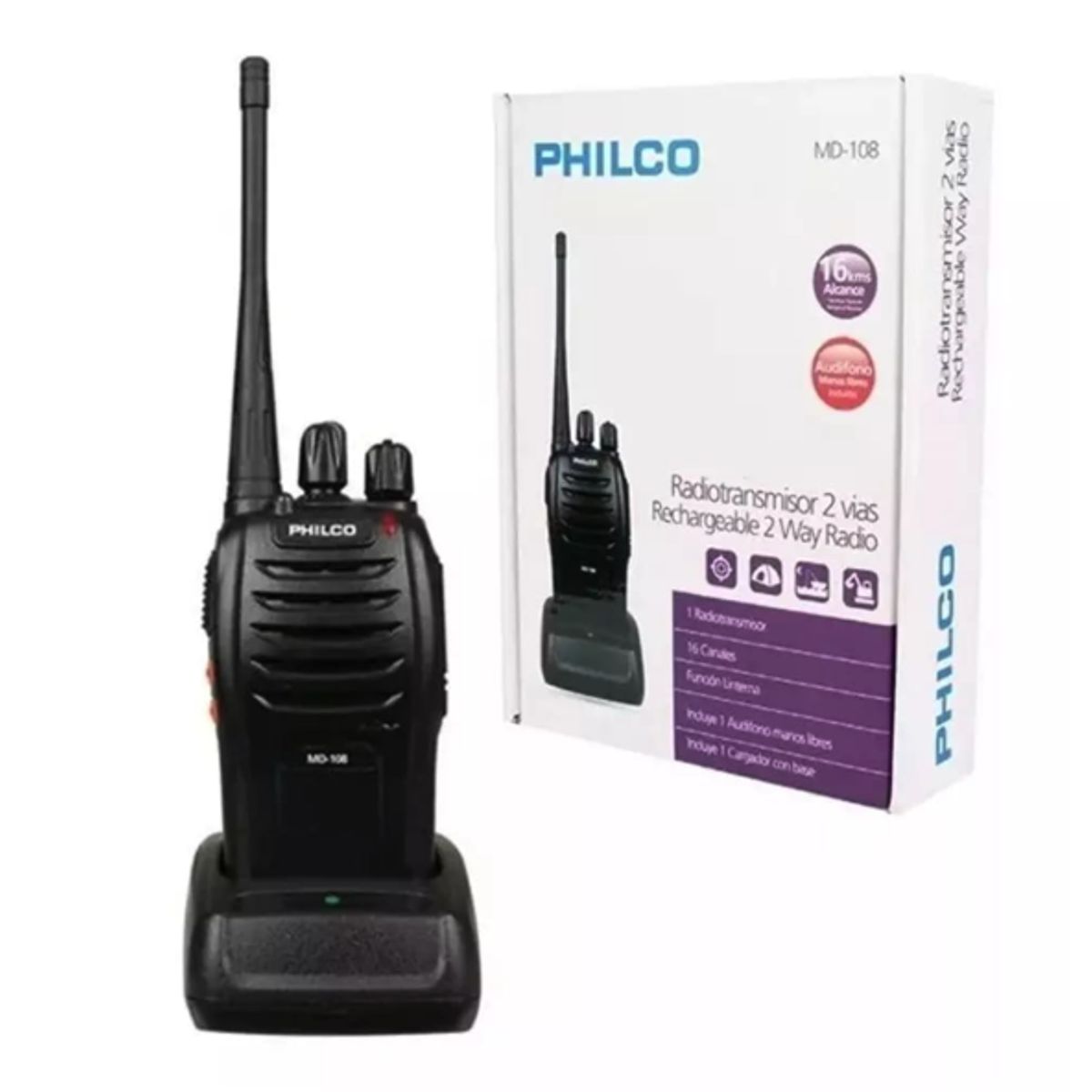 PHILCO - Radiotransmisor 2 Vías Recargable MD-108 Philco