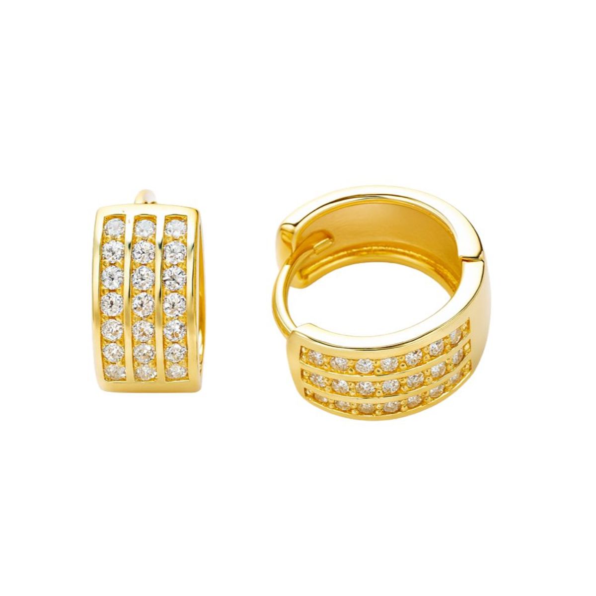 JOYAS LANDEROS - Aros Argollas Triple Riel Encahapado en oro de 18k