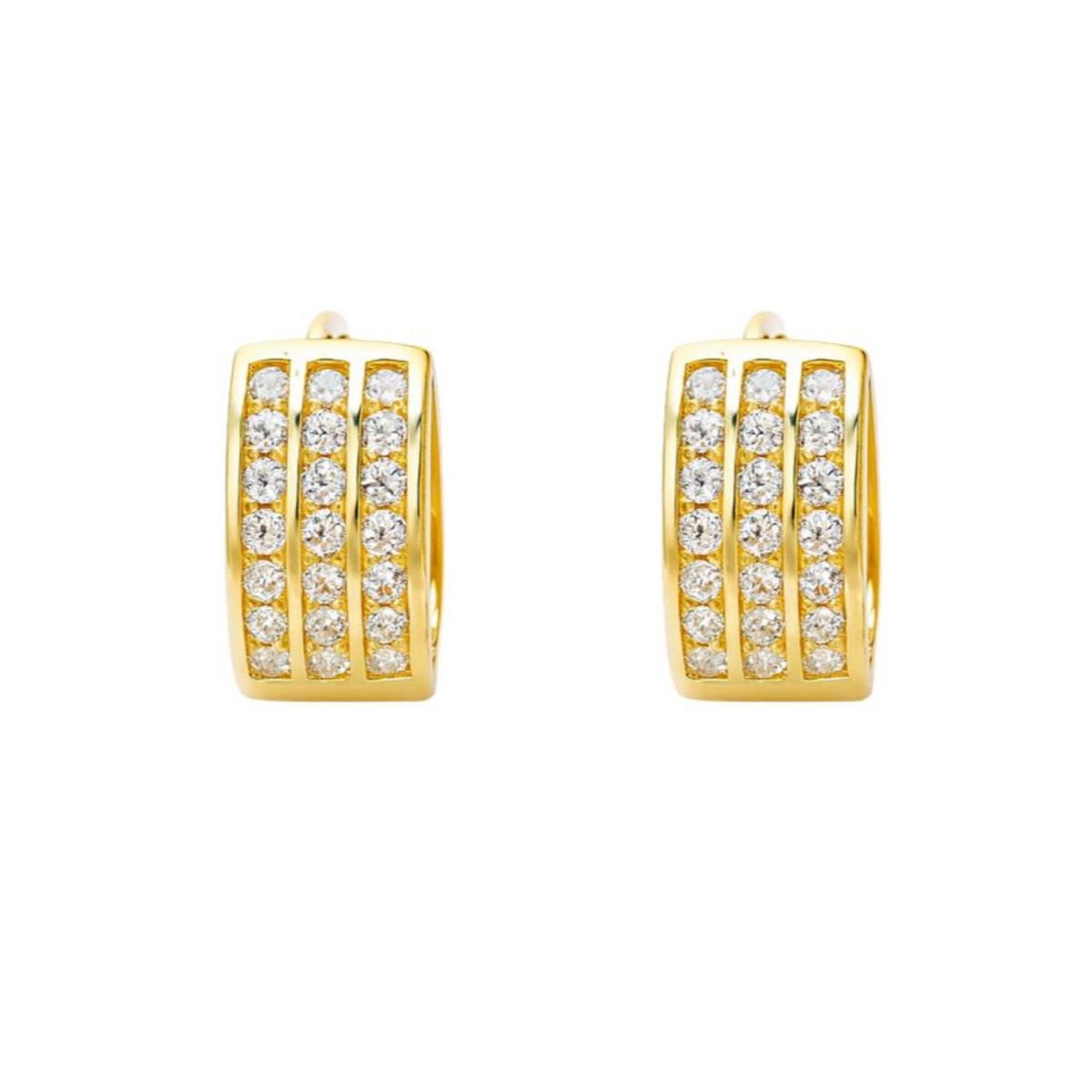 JOYAS LANDEROS - Aros Argollas Triple Riel Encahapado en oro de 18k