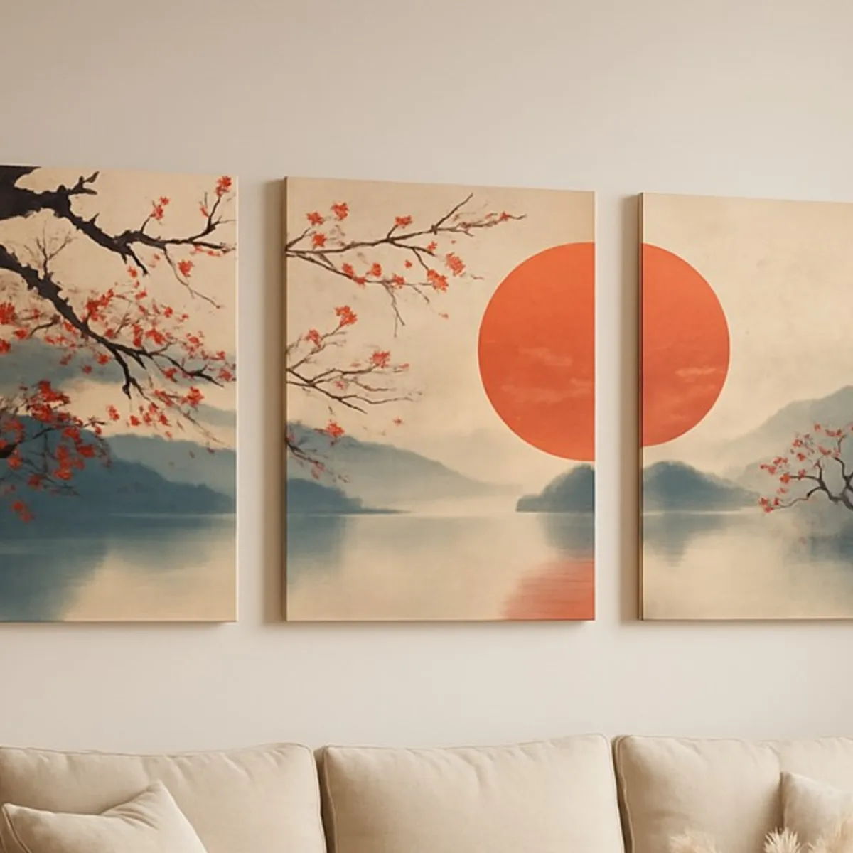 LOS REGALONES - Cuadros Canvas Imagen Arte Mural Japones Lienzo Pack X3 Uds 60x120 Metros