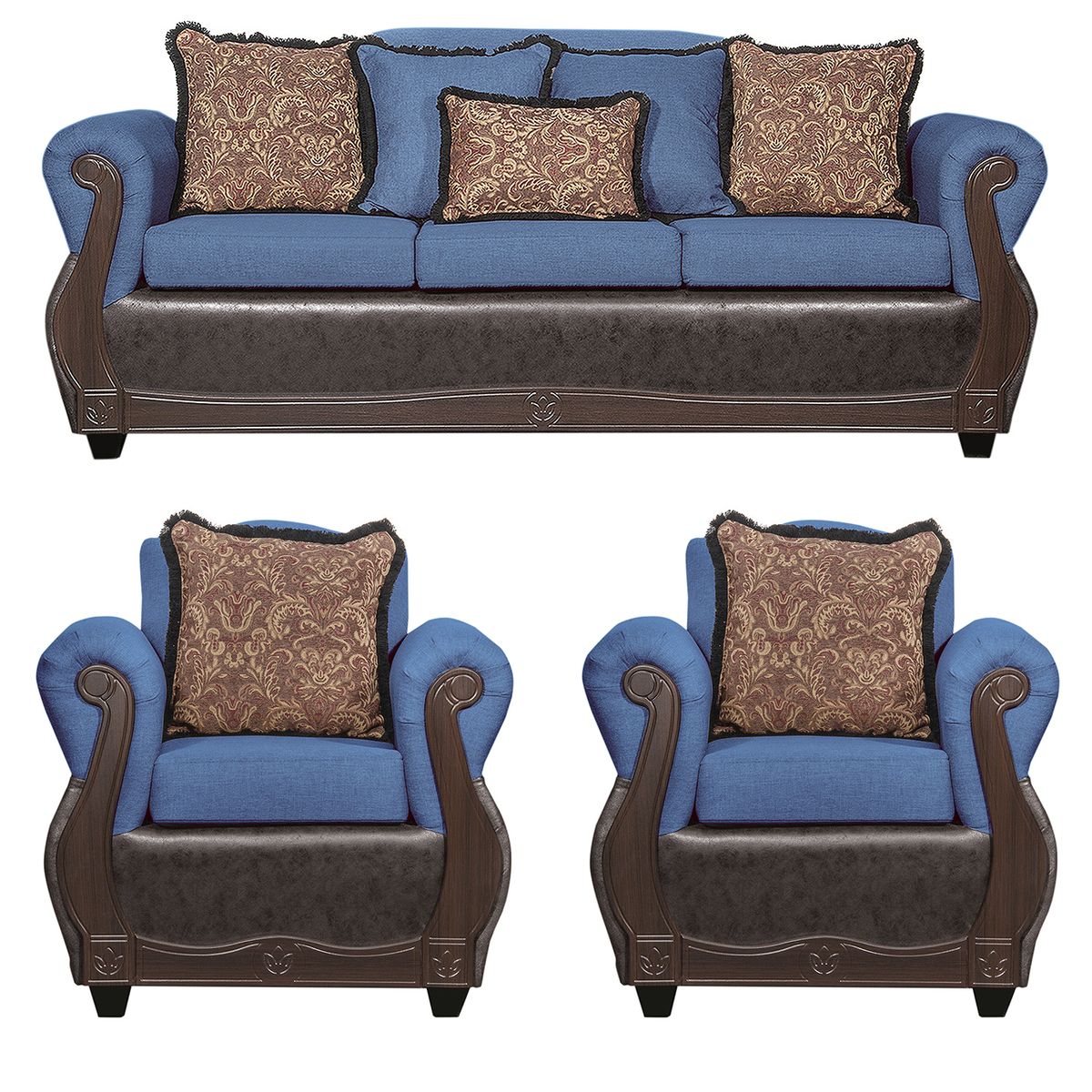 BLACK FACTORY - Juego de Living 3 1 1 Gran Columbia Azul Cafe