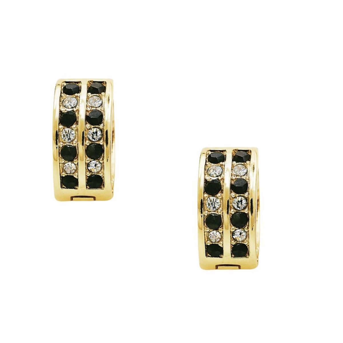JOYAS LANDEROS - Aros Argollas Doble Riel Negro Encahapado en oro de 18k de 15mm