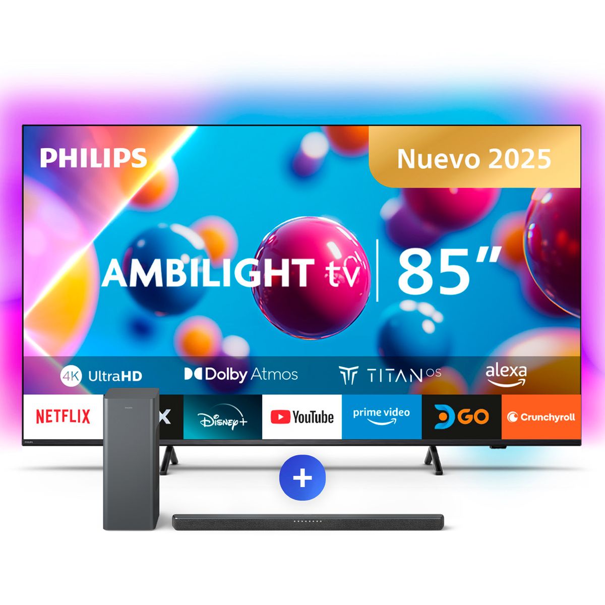 PHILIPS - Ambilight TV 85" PUD8209 + Soundbar TAB6309 Ultimate Home Theater