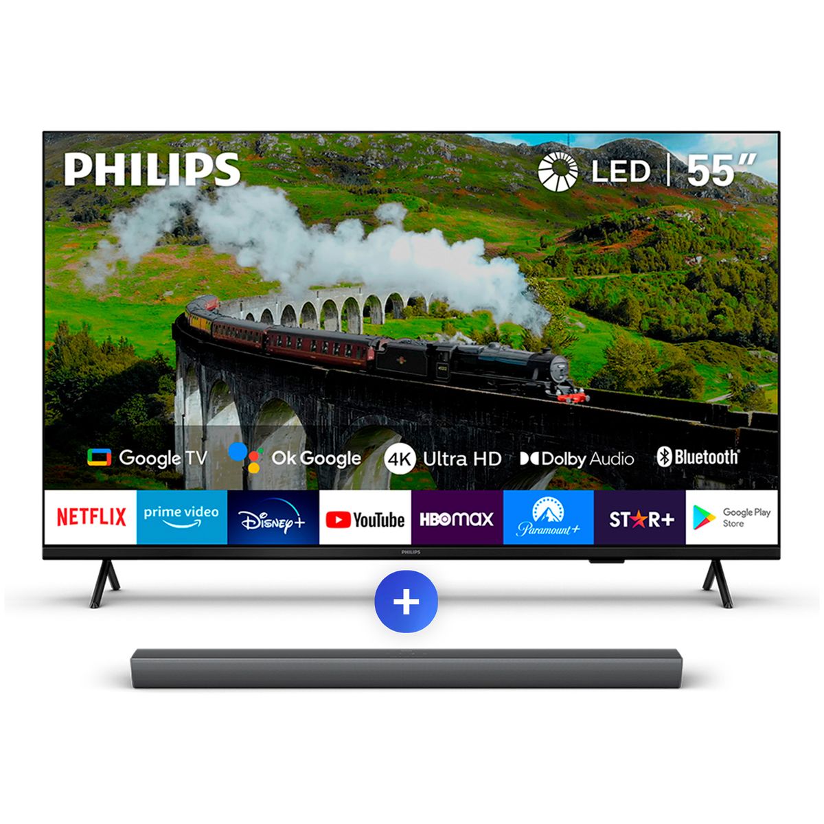 PHILIPS - Smart TV 55" PUD7408 + Soundbar TAB4208 Smart Starter