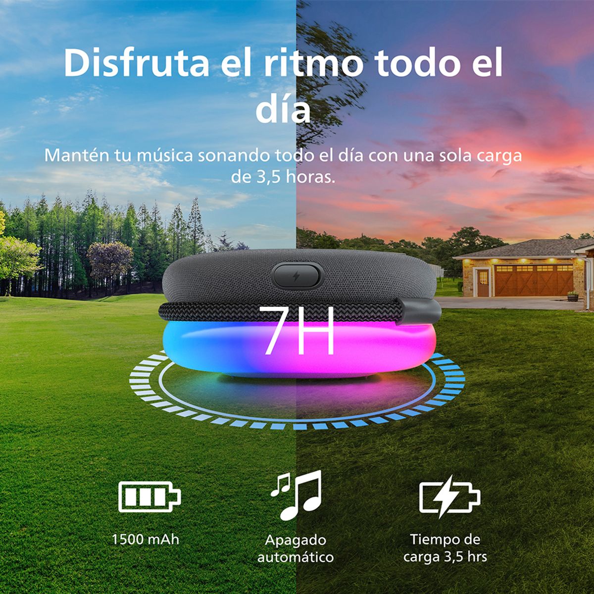 PHILIPS - Parlante Bluetooth Philips con Luces TAS2307 Negro