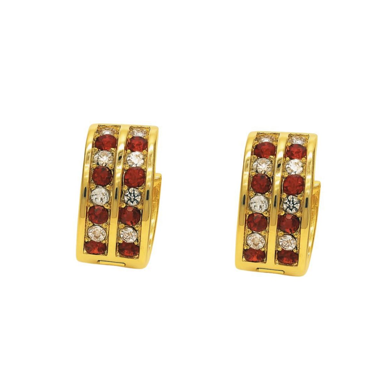 JOYAS LANDEROS - Aros Argollas Doble Riel Rojo Enchapado en oro de 18k de 15mm