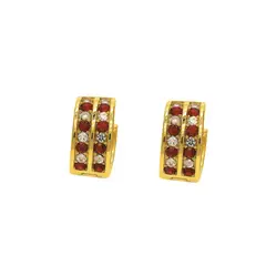 JOYAS LANDEROS - Aros Argollas Doble Riel Rojo Enchapado en oro de 18k de 15mm