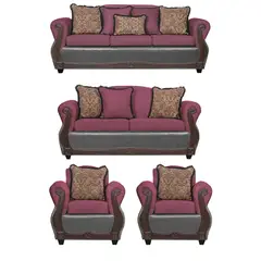 BLACK FACTORY - Juego de Living 3 2 1 1 Gran Columbia Burdeo Gris