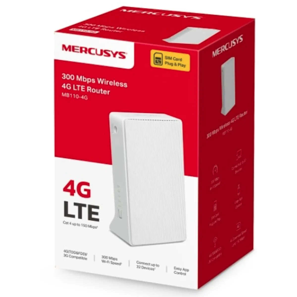 MERCUSYS - Router Inalámbrico 4G LTE 300Mbps MB110-4G Mercusys